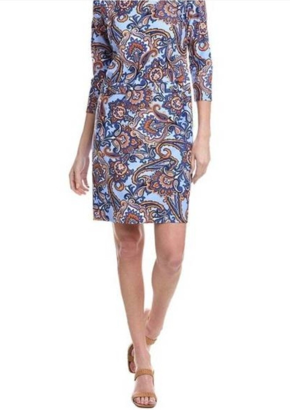 Jude Connally Blue Paisley Midi Dress Size Medium Like New